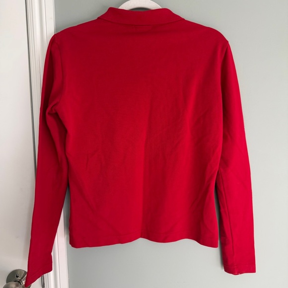 Lacoste Devanlay Vibrant Red Classic Preppy Collared Long Sleeve Polo Shirt - Picture 8 of 15